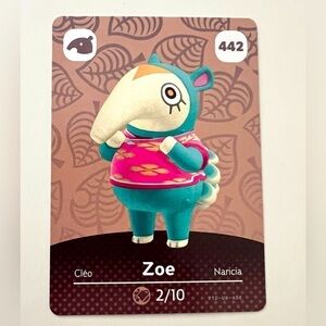 Nintendo Zoe #442 Animal Crossing Series 5 amiibo Card